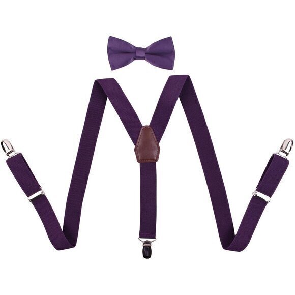 Kid's Y Back Suspenders and Bow Tie Set Adjustable 3 Clips - Picture 6 of 6